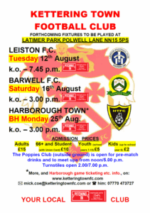 August Fixtures | Kettering Town FC