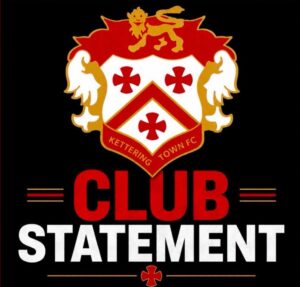 KTFC_Club_Statement_Logo | Kettering Town FC Kettering Town FC crest above bold red 'CLUB' and white 'STATEMENT' on a black background.